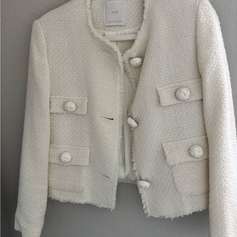 Mango Cream Tweed Blazer